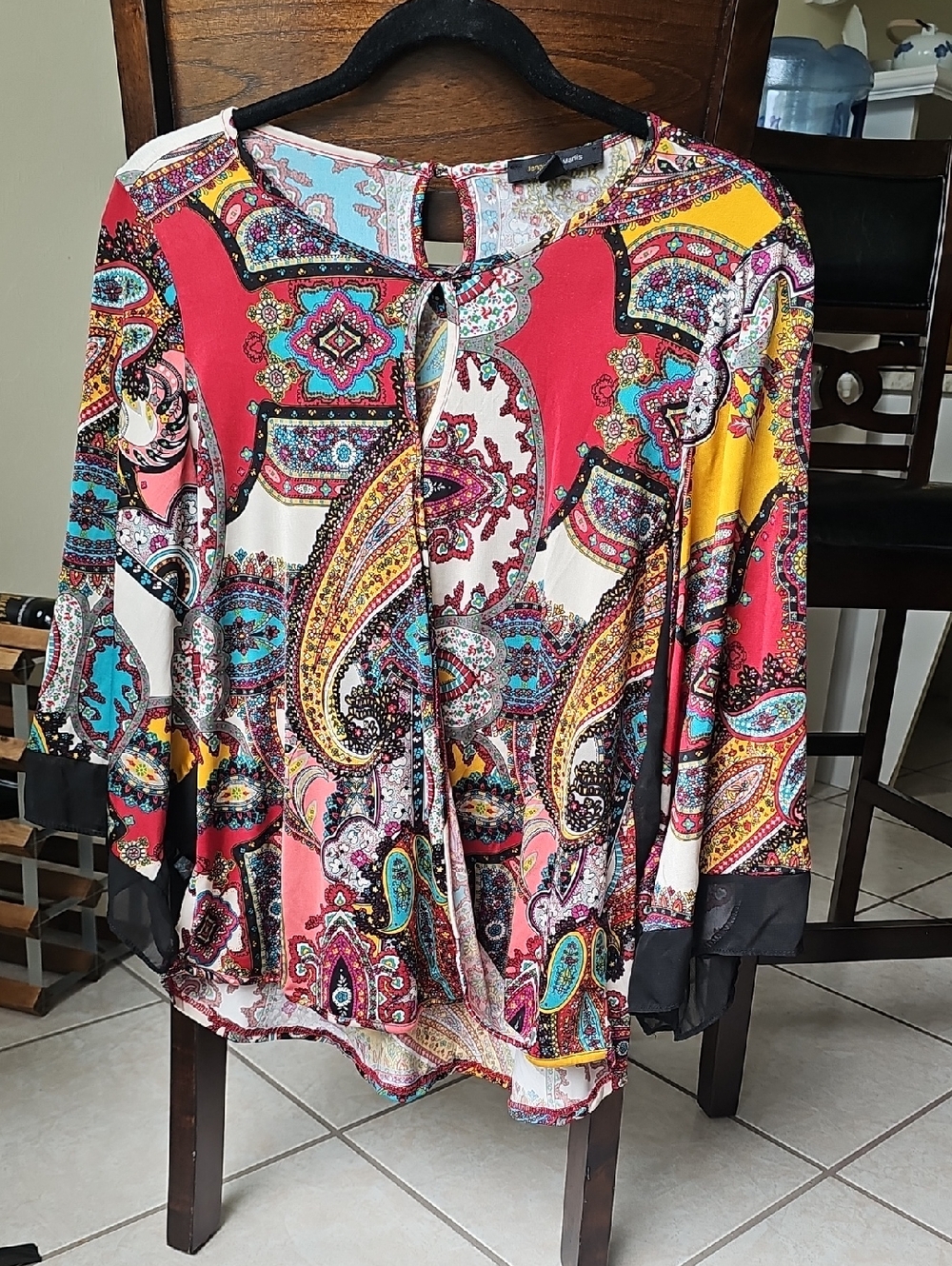 Paisley Keyhole Blouse - Multi